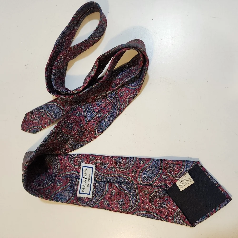 Yves Saint Laurent Neck Vintage Presley 100% Silk Men's Neck